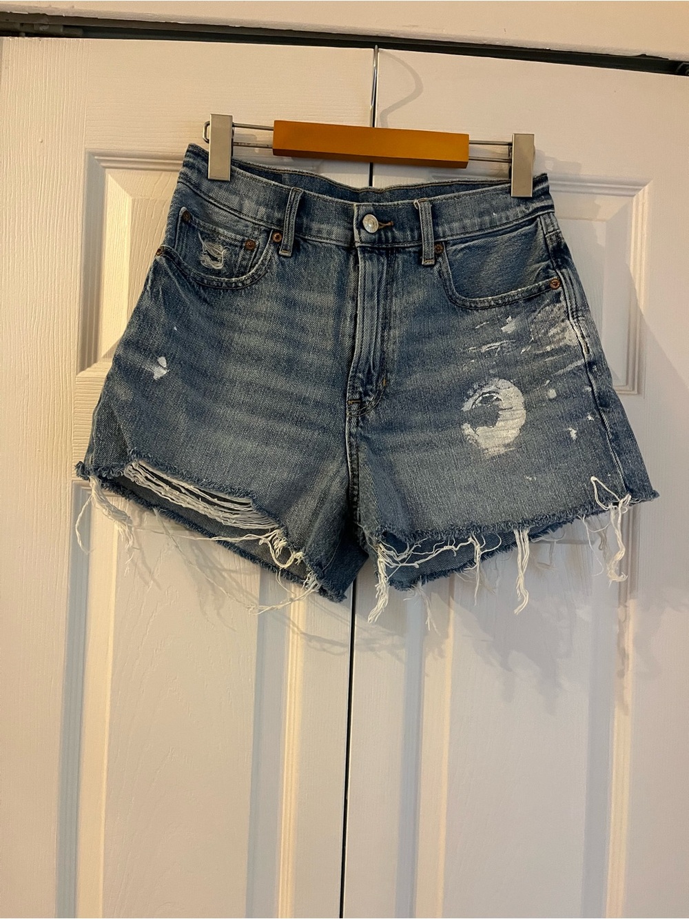American Eagle Outfitters Distressed Denim Cutoff Shorts in Blue